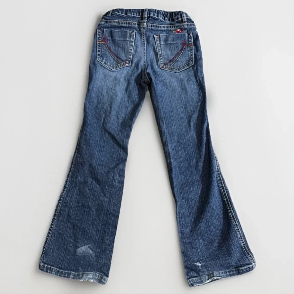 Y2K Children’s Place Girls Floral Embroidered Denim Jeans Size 6/7